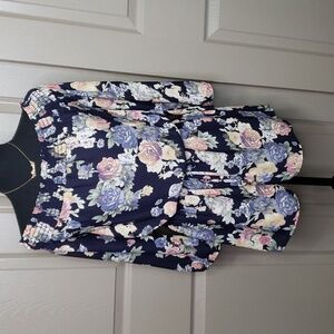 I.JOAH floral long sleeve on or off shoulder romper size small